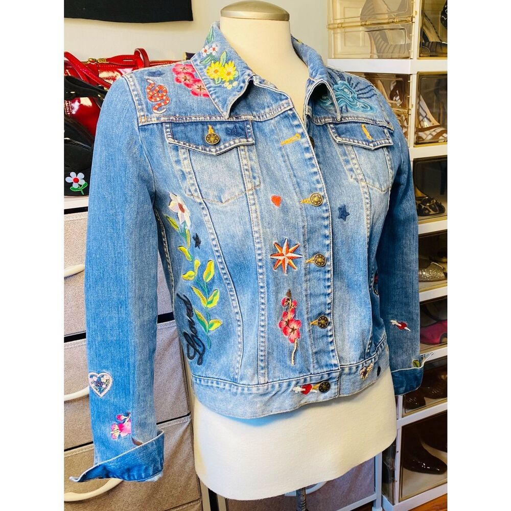 Gucci California Embroidered GG Denim Jacket Size Small - Picture 5 of 17